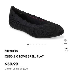 Sketchers Cleo 2.0 Love Spell Flat Size 10 Machine Washable Memory Foam Black